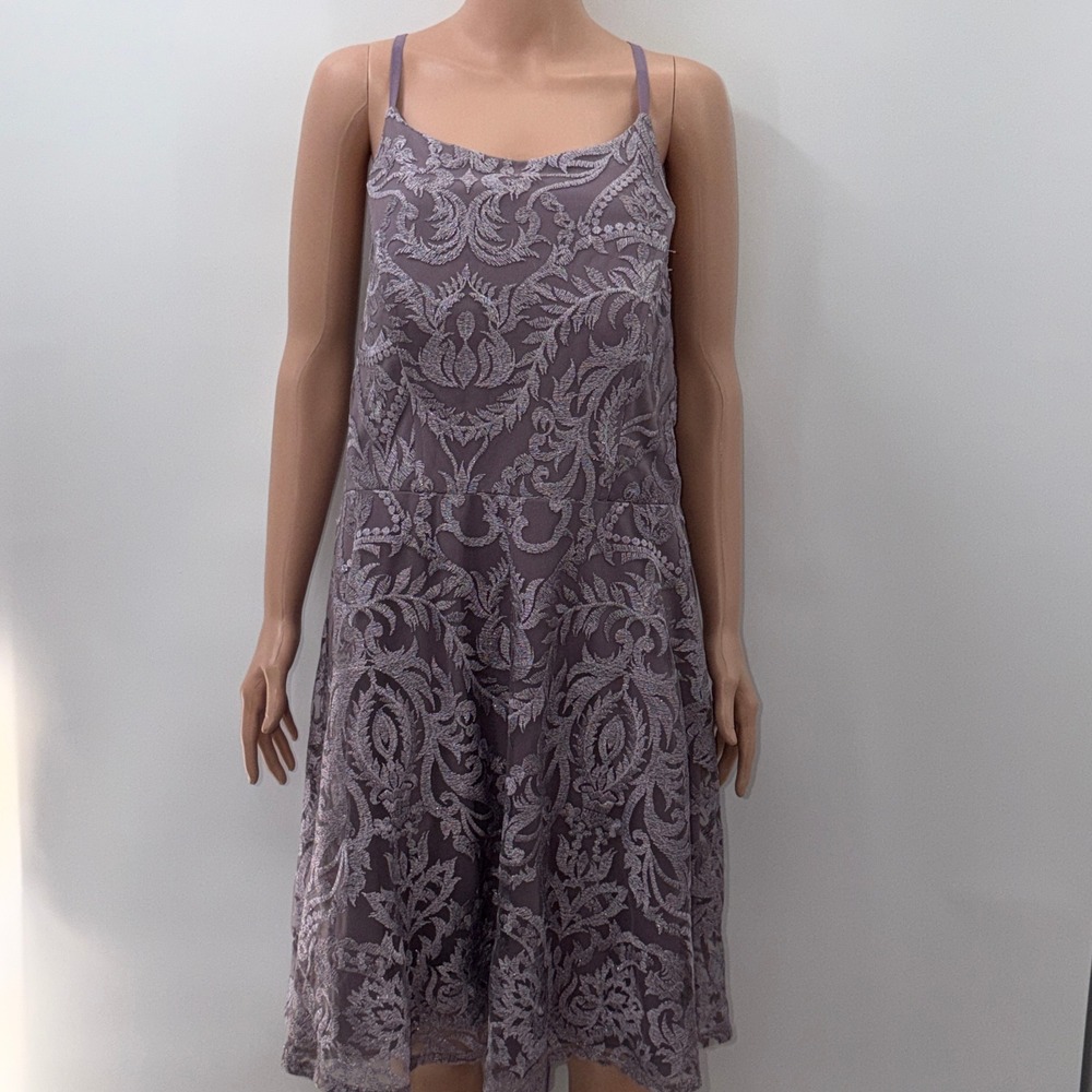 Xtraordinary size 19 Lilac Purple Lace Embroidered Midi Dress Boho Fairycore